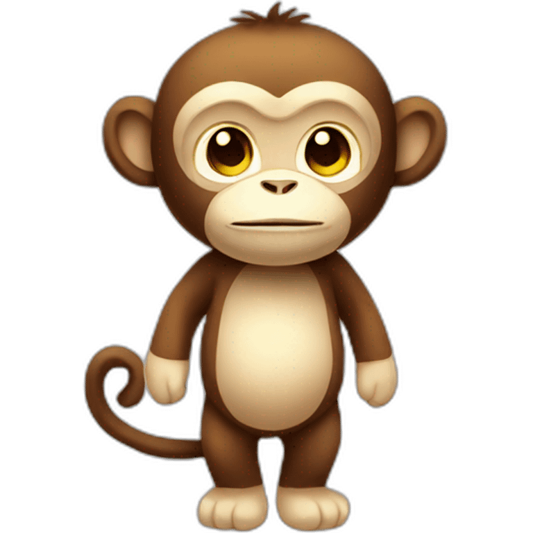 Cute plush monkey full body emoji