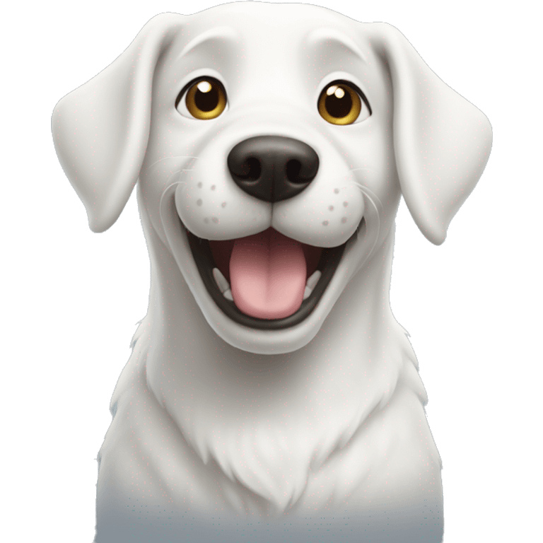 A white dog is happy emoji