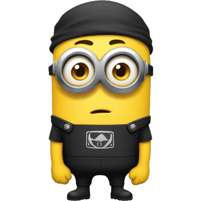 A buff minion wearing a black t shirt top with the words “never GOON” on the shirts chest area emoji