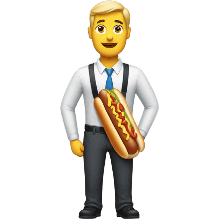 Man with hot dog coming out of waist  emoji