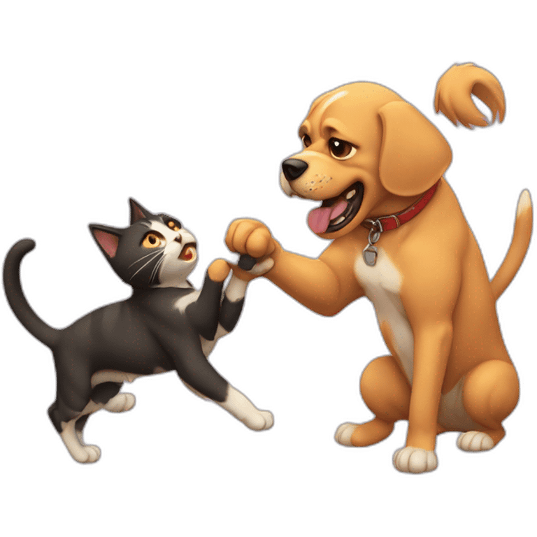 Cat fight a dog emoji