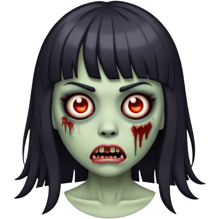 Female zombie emoji noirette with bangs  emoji