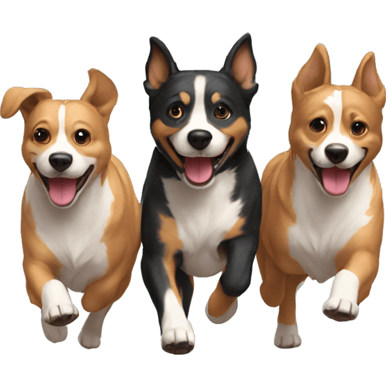 3 dogs  running together emoji