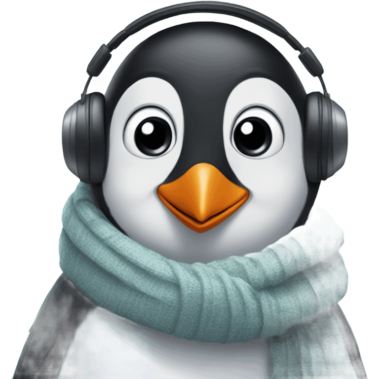 Penguin with  ear muffs and a scarf emoji