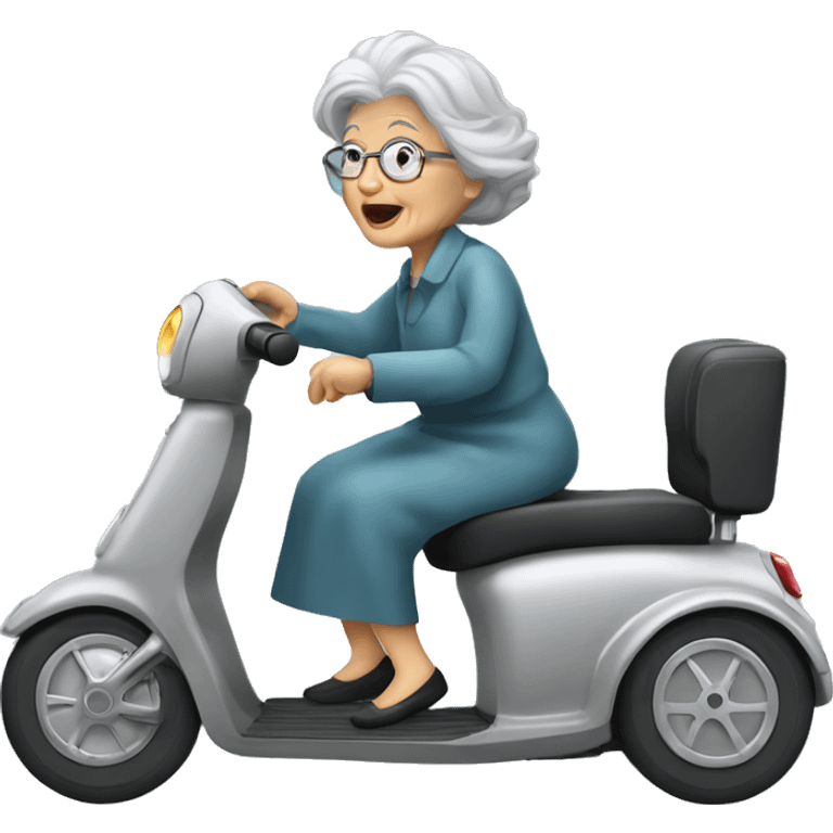 old lady grey hair and electrical disabled scooter emoji