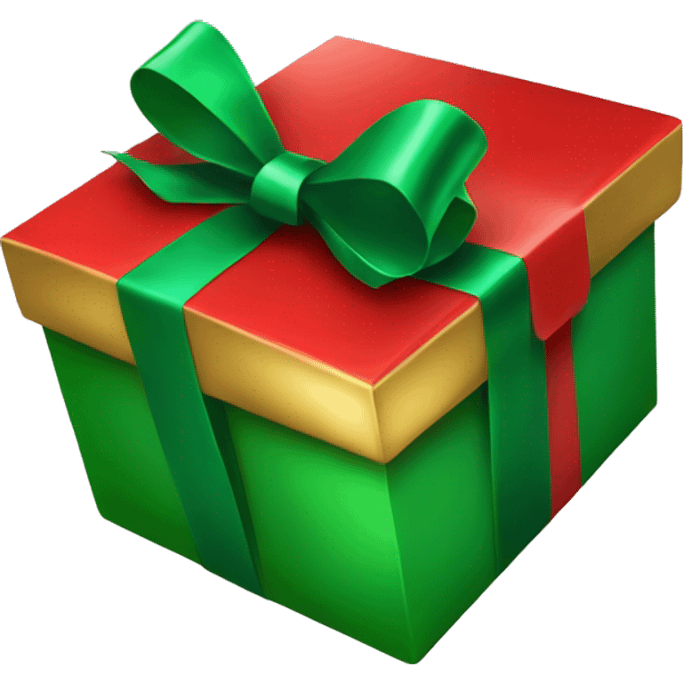 Red and green gift box gold bow emoji