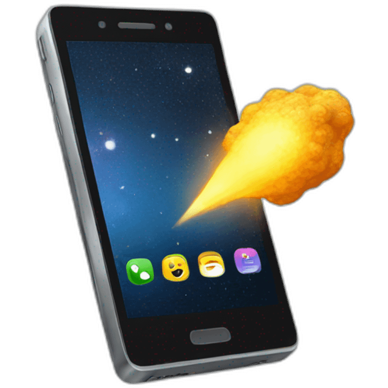 a smartphone like a meteor emoji