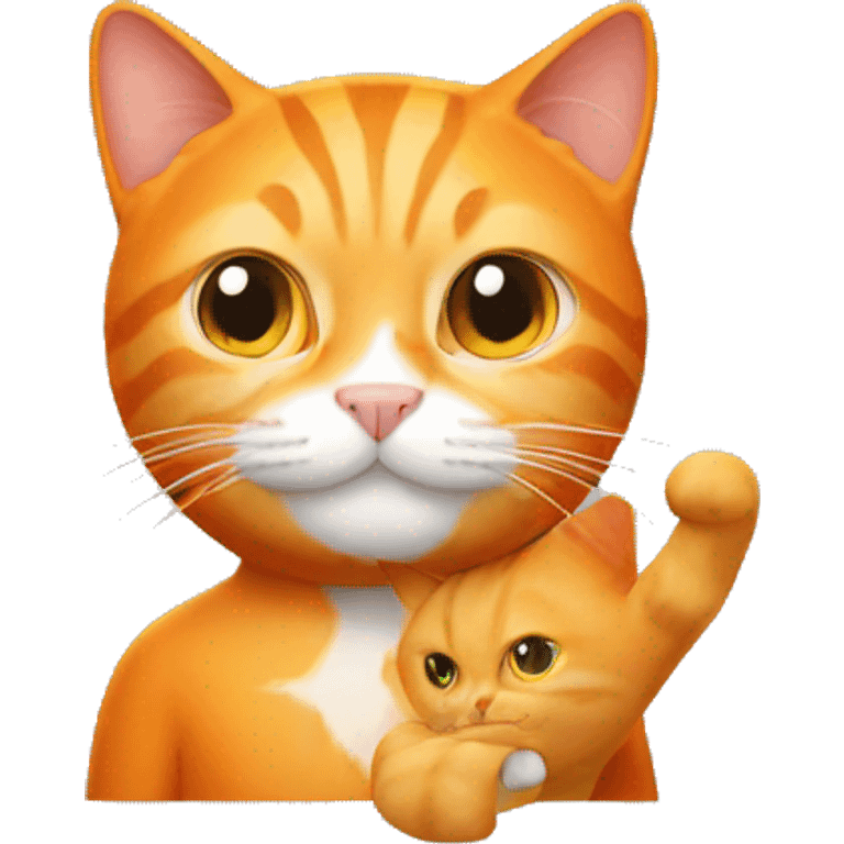 Orange cat held by blonde man emoji