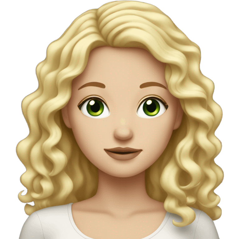 White girl with green eyes and wavy blonde hair emoji