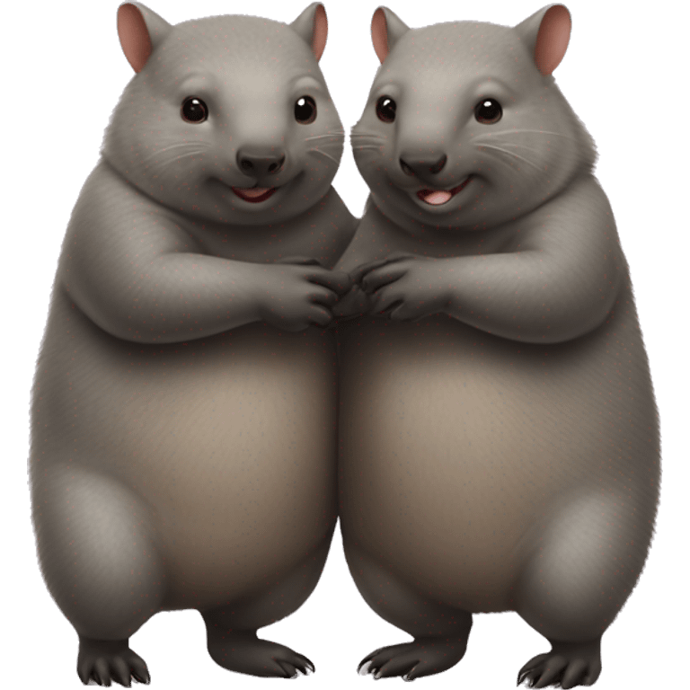 Two wombats holding hands emoji