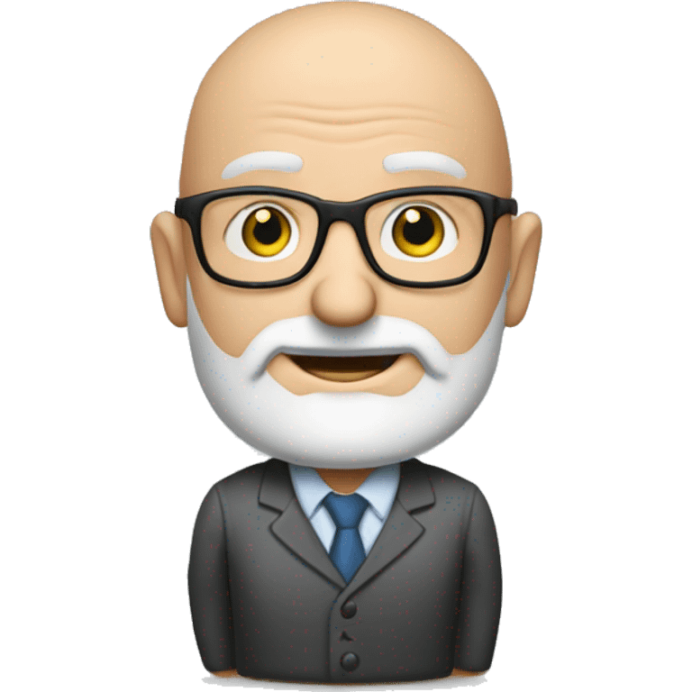 A man of 50 years, bald, with beard, glasses and his position is CFO in a high tech company. Include bills in his hand emoji