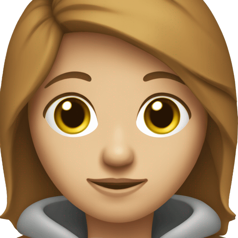 white software engineer, with brown short hair, brown and green eyes, using a computer emoji