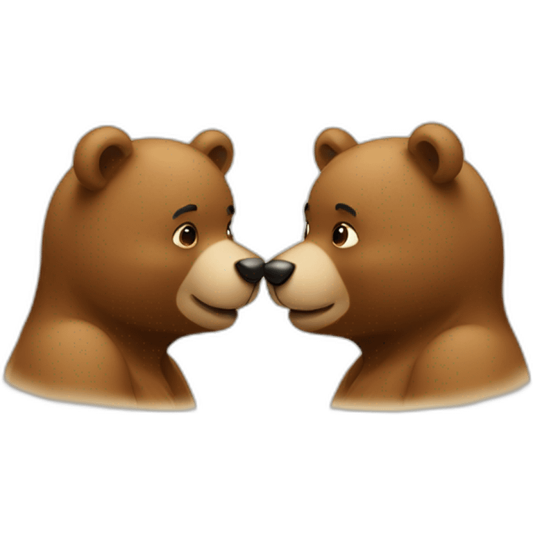 Two bears kissing, face only emoji