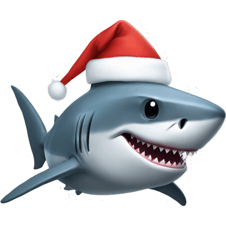 Shark with a Christmas hat emoji