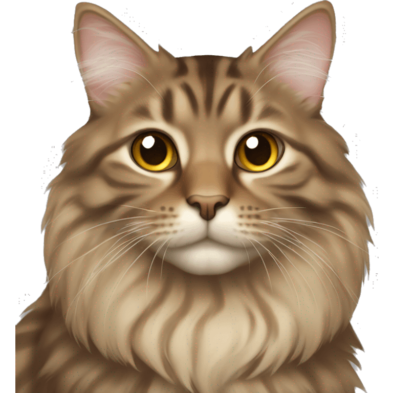 a long haired dark tan tabby cat  emoji