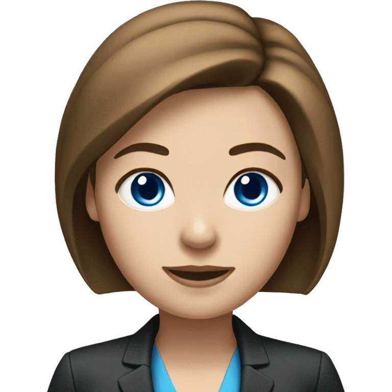 female lawyer assistant with brown hair, light skin and blue eyes emoji