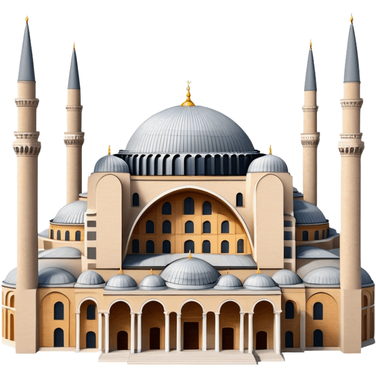 Cinematic Realistic Hagia Sophia Landmark Emoji, depicted with the majestic historic architecture rendered with intricate detail and dramatic, timeless lighting. emoji