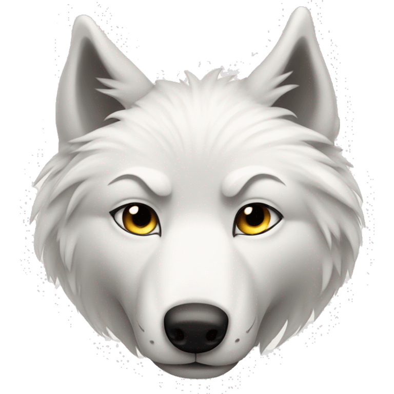 a shy white wolf who puts his paws over his eyes emoji