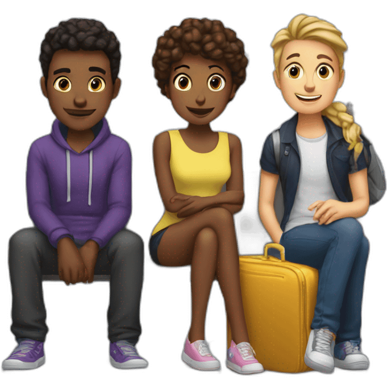 Five friends wait in airport because their flight got delayed three times emoji