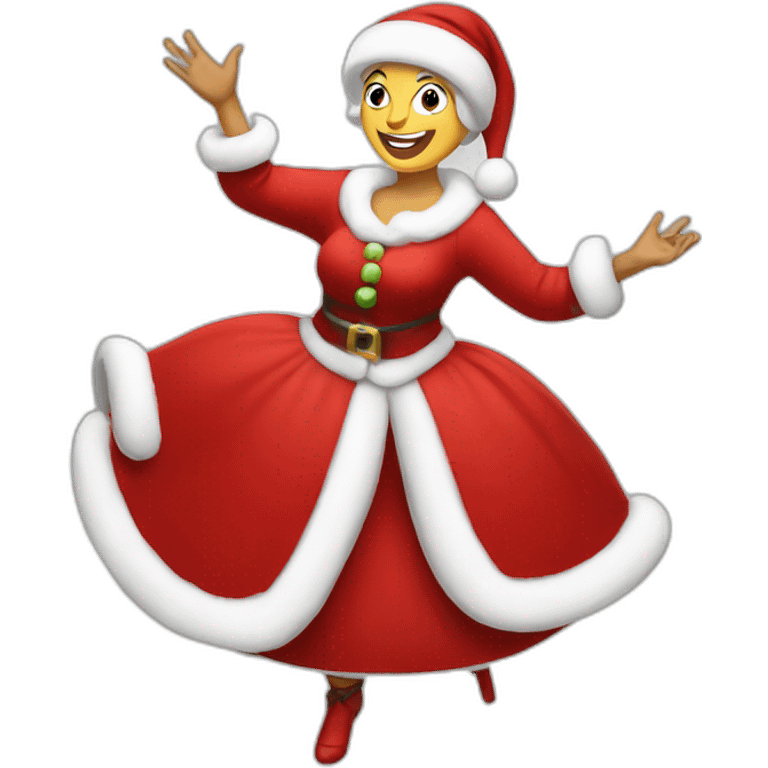 mrs. Santa dancing full body emoji