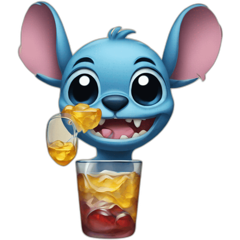 Stich with a glass emoji