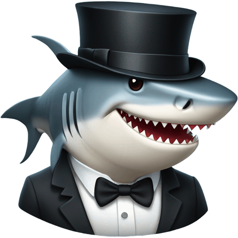 Shark with a top hat emoji