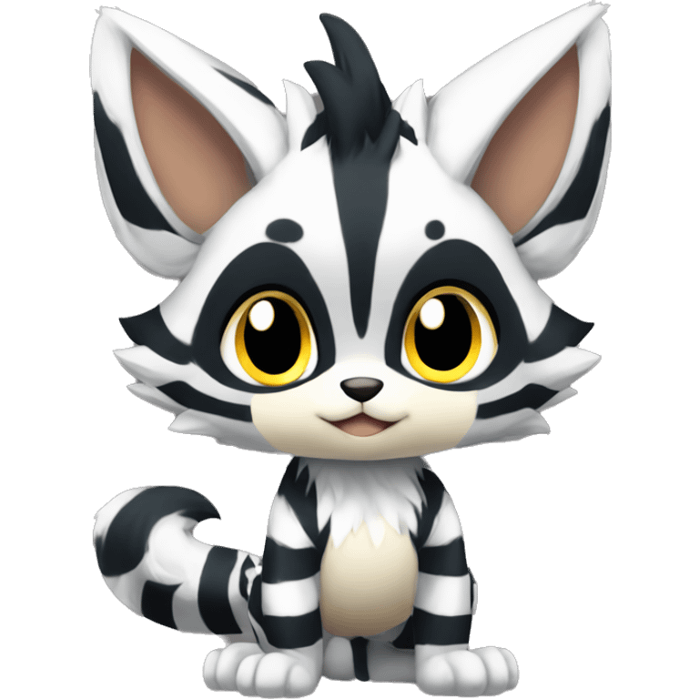 shiny, striped, Kemono-style, Chibi, Anthro-Fur-Sona-Fakémon, Full Body emoji