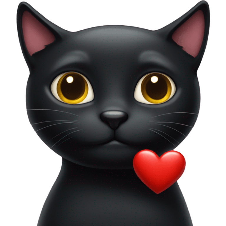 A black cat holding heart emoji