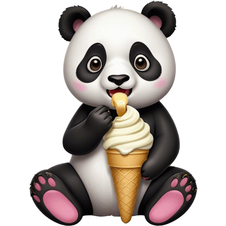 Panda eating ice cream emoji