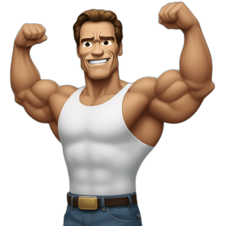 arnold schwarzenegger but black with arms above its head emoji