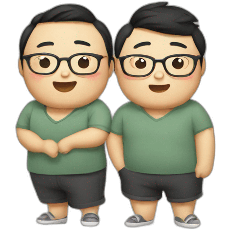 Asian chubby gay couple with glasses emoji