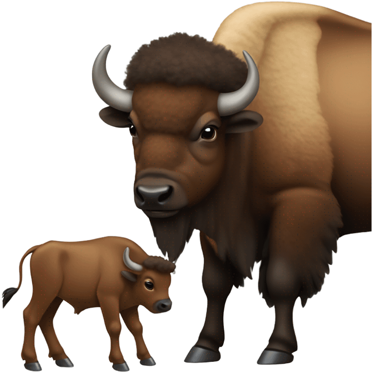 Bison calf and mother bison  emoji