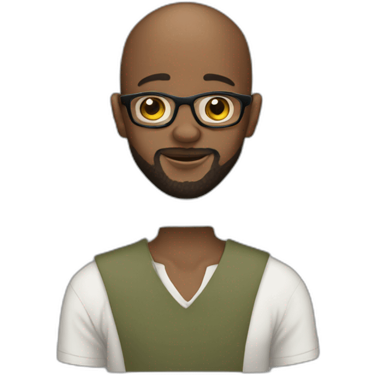 African young with beard and no hair wears glasses emoji