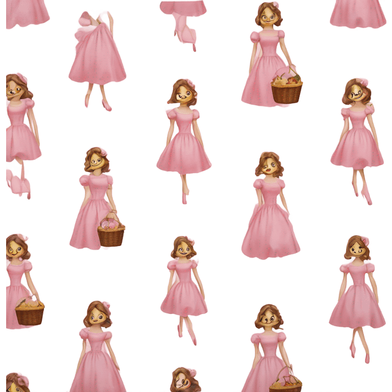 soft pink women's dress coquette cotton fabric in the style of a beautiful woman having a picnic with soft pink color emoji