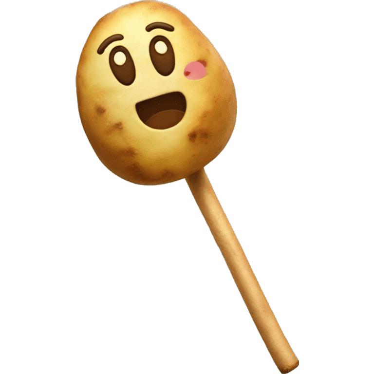 A Swirly potato in a stick emoji