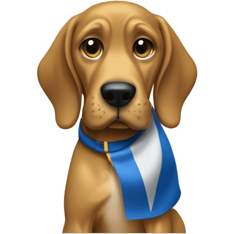 Gold and blue Bloodhound dog waiving a white flag in surrender. emoji