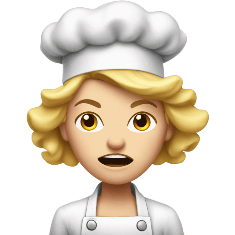 Red faced mad female chef with blonde hair emoji