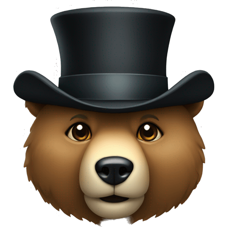 Good bear head wearing a top hat emoji