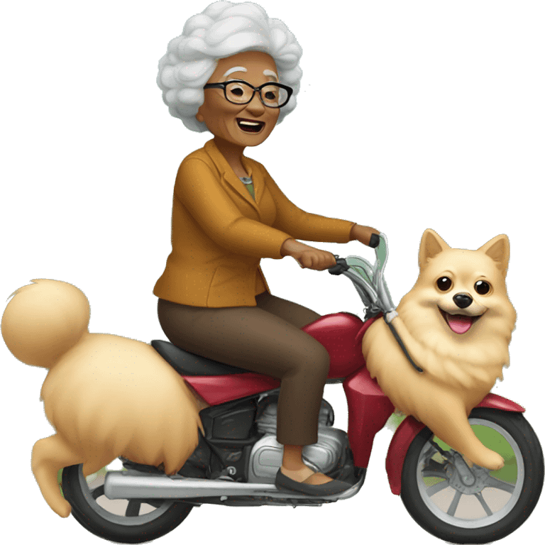 Grandma riding pomeranian emoji