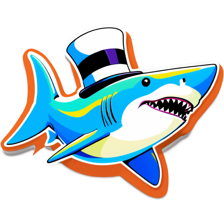 Shark with a top hat emoji