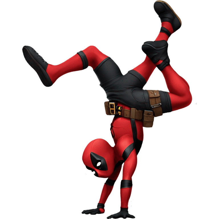 Deadpool doing a handstand emoji