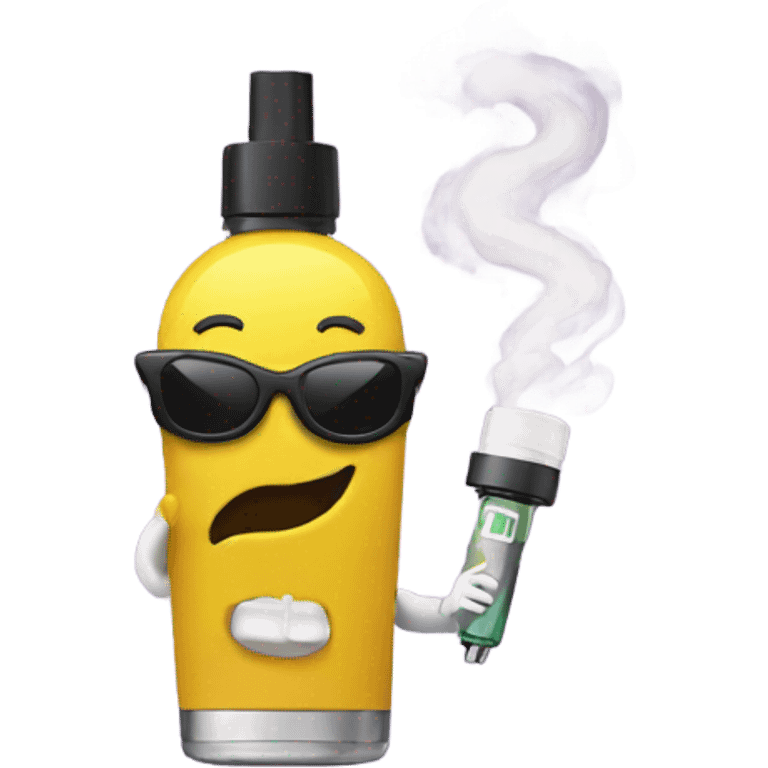 Smiley face emoji holding and using a vape emoji