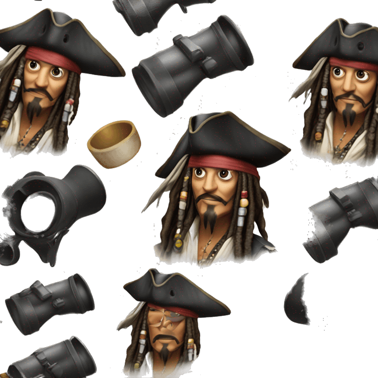 photorealistic jack sparrow holds binoculars emoji