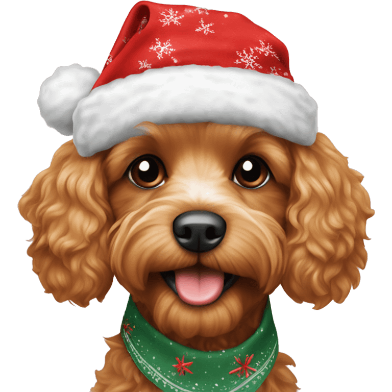 Cavapoo dog with Christmas bandana  emoji