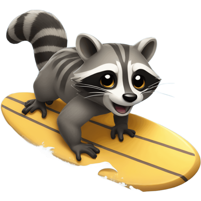 Raccoon surfing emoji