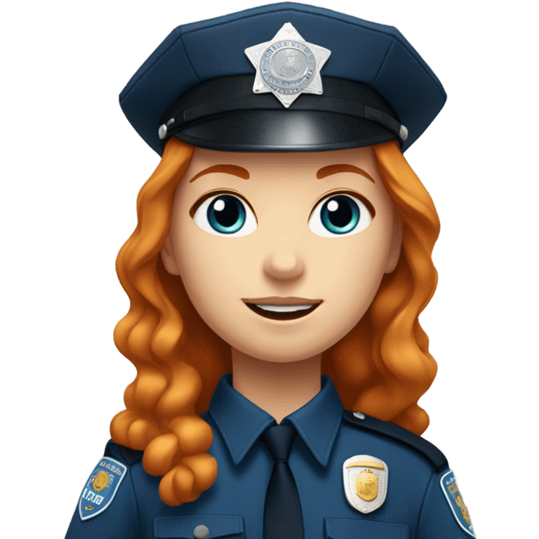 face of ginger girl police officer teen cute blue uniform  policia badge emoji