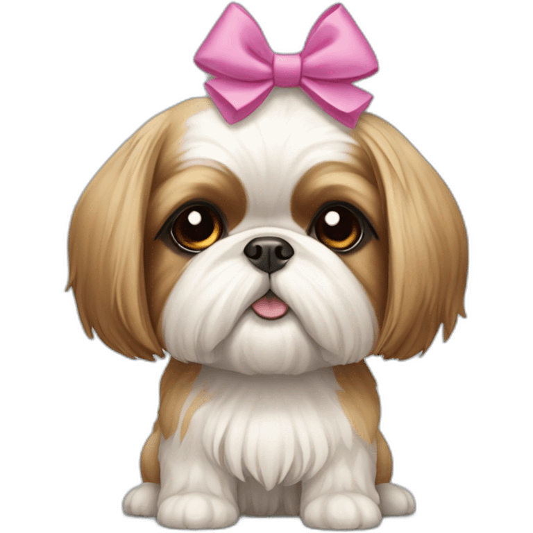 Dog Shih Tzu with a bow on head full-body emoji