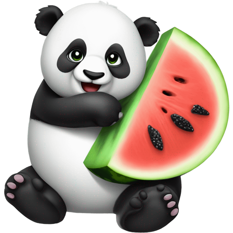 Panda eating watermelon emoji