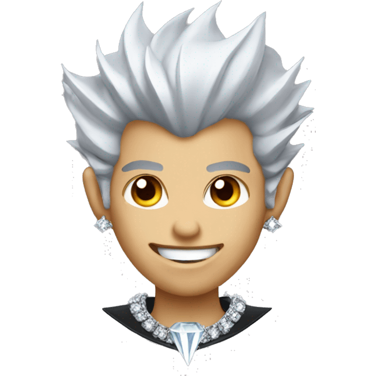 Vampire with spikes hair and diamond necklace emoji