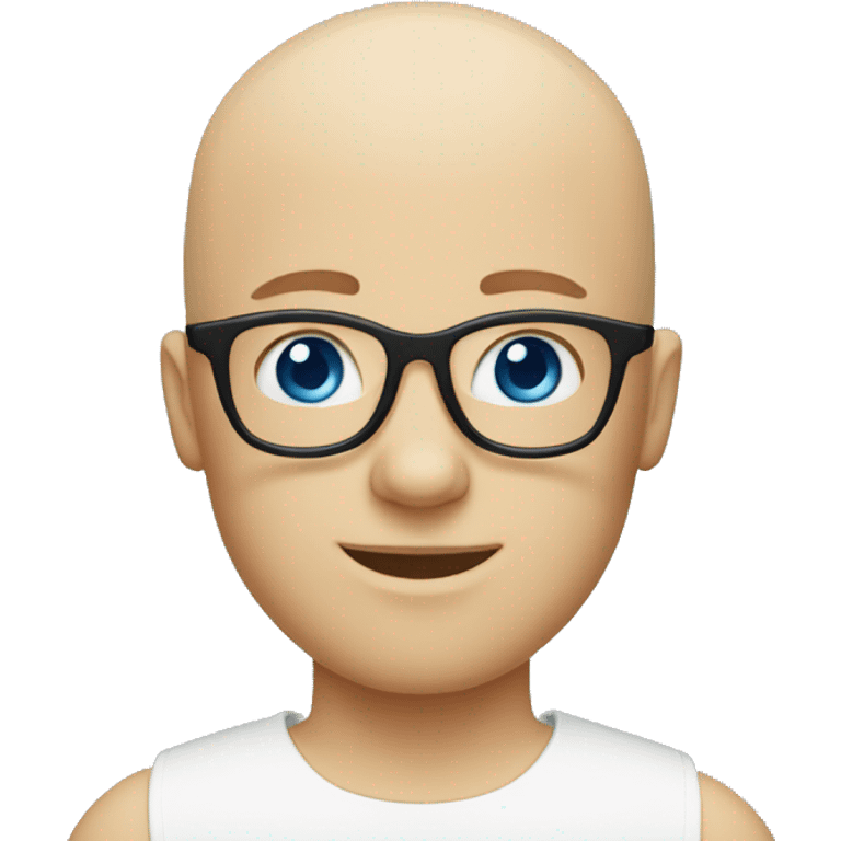 bald white lifeguard wearing glasses blue eyes emoji